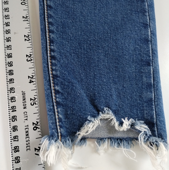 Levi's Wedgie Skinny Jeans Size 31 Blue High Rise Raw Hem Button Fly Ankle - Picture 11 of 13